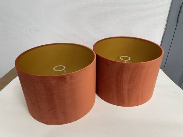 2 x lampenkappen cilinder 30/25 rvv oranje op goud