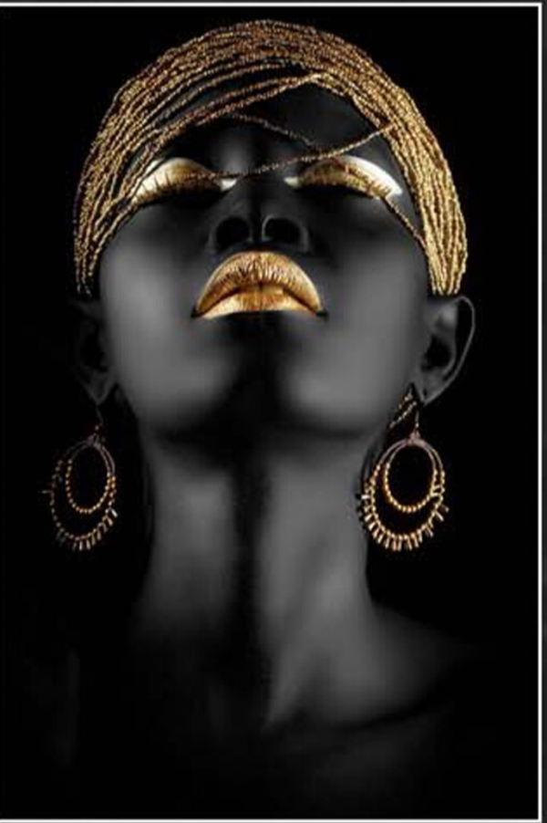 Glasschilderij Gold face Art 0009