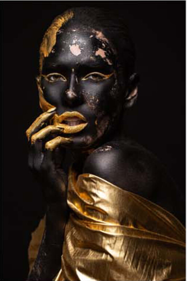 Glasschilderij Gold face Art 0012