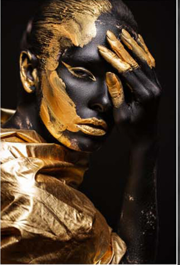Glasschilderij Gold face Art 0001