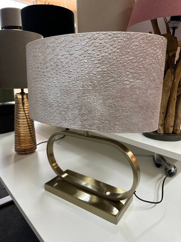 Lampvoet jamiro 38x13x27 licht goud + lampenkap ovaal 40/22 velvet drops 05