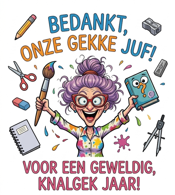 Bedankt onze gekke juf.