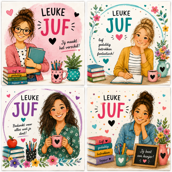Leuke juf tegels diverse varianten.