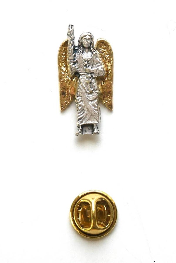 Saint Michael Lapel Pin with Gold Wings