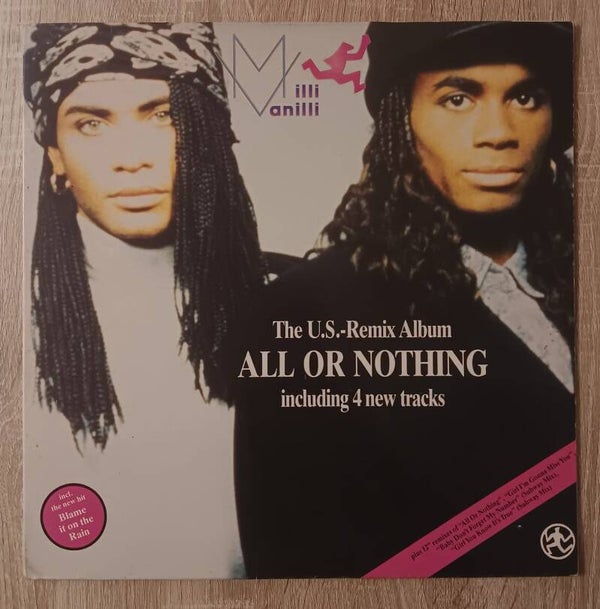DISCO VINILO LP MILLI VANILLI ALL OR NOTHING US REMIX ALBUM ARIOLA 1989