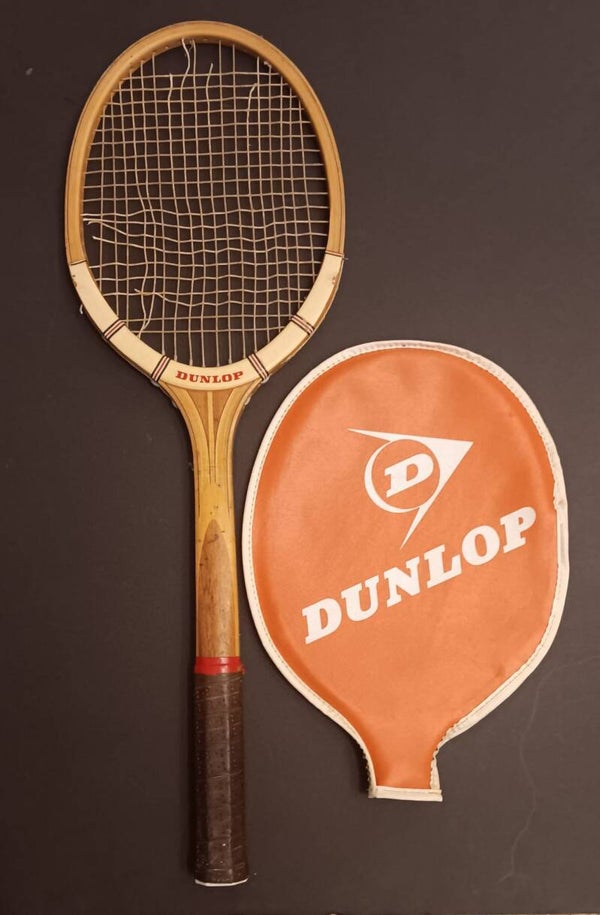 ANTIGUA RAQUETA DE MADERA DUNLOP MODELO MAXPLY CON SU FUNDA ORIGINAL VINTAGE