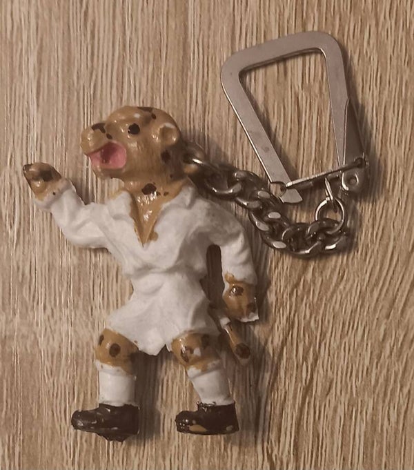 Antiguo Llavero Figura leopardo Futbolista LAFREDO - Serie Animales Futbolistas