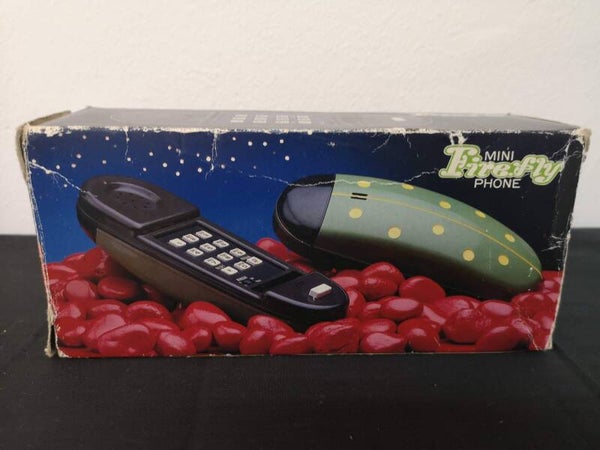 Teléfono fijo forma de Mariquita con caja vintage