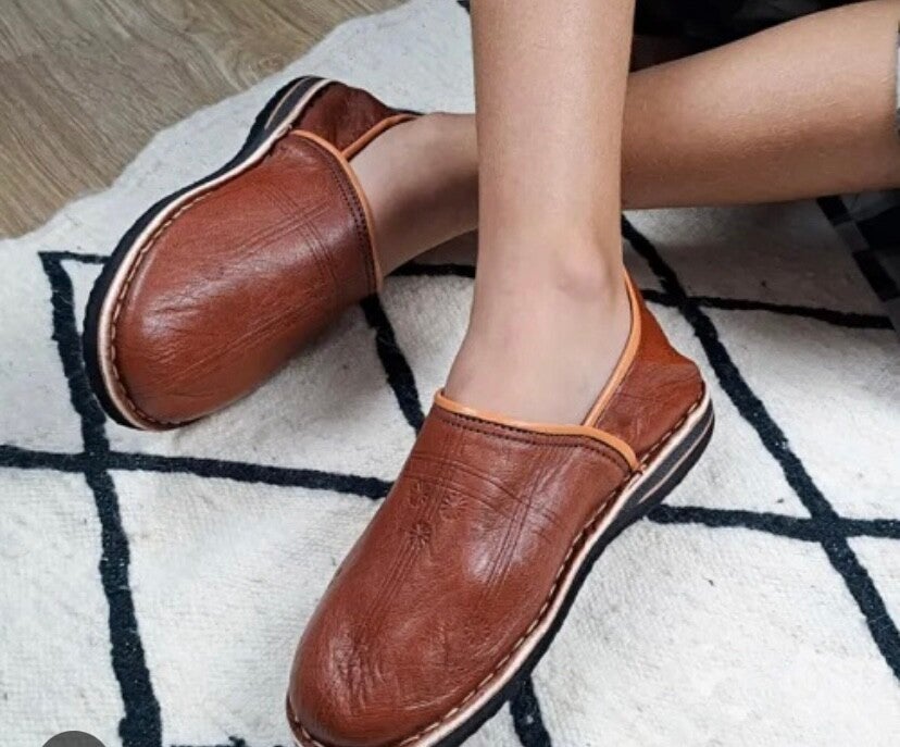 Babouche homme cuir marron taille 38 - 44