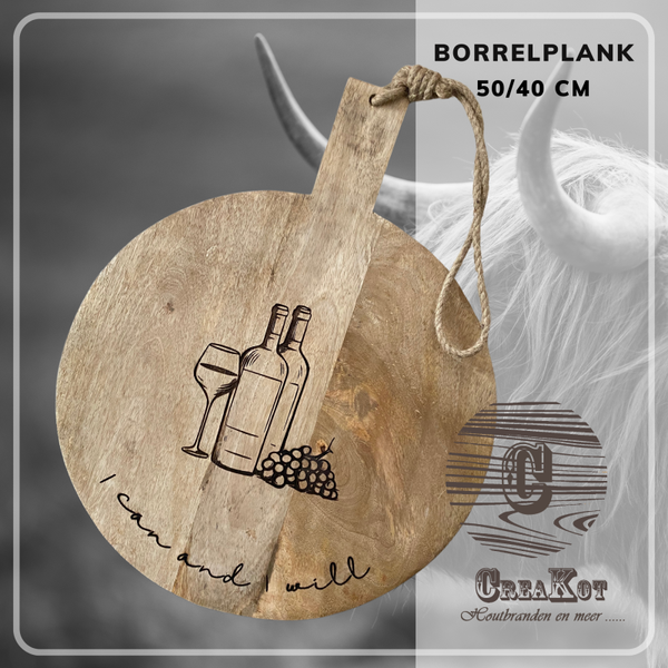 Borrelplank rond 50/38 x 2 cm dik