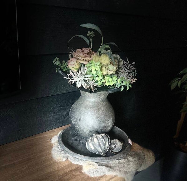 Schaal + pot met boeket💐