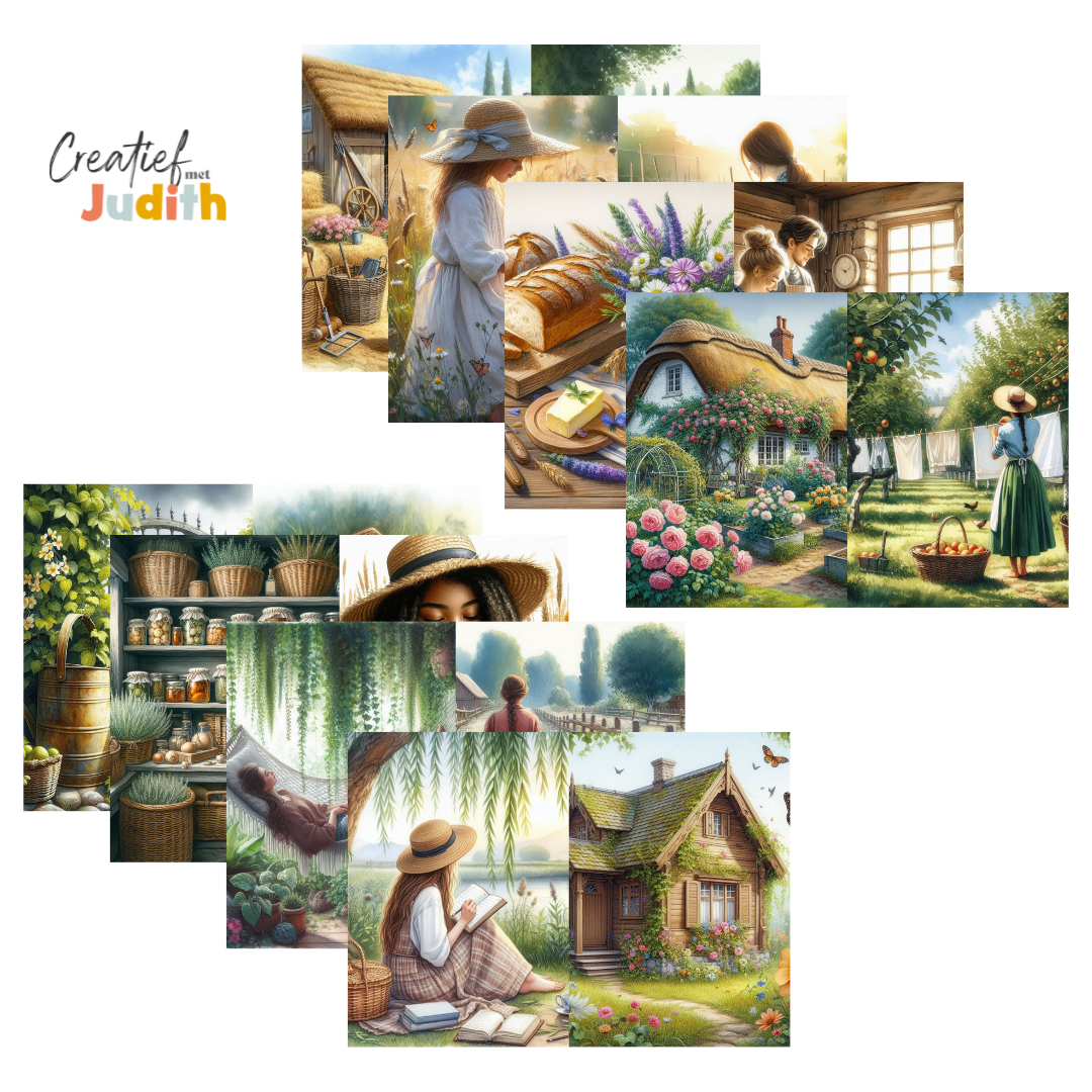 15 vellen Cottage core papier