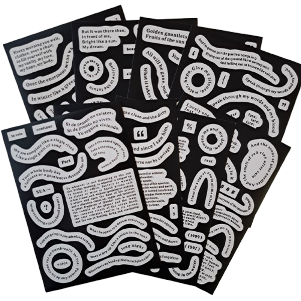 Tekst stickers wit 8 vellen