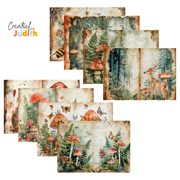 15 vellen Cute woodland papier
