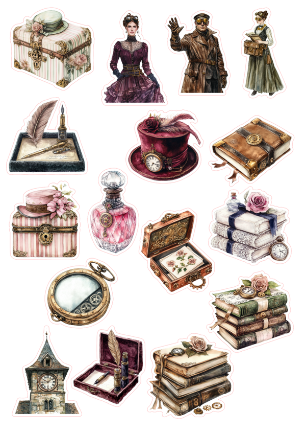 16st Victorian steampunk stickers