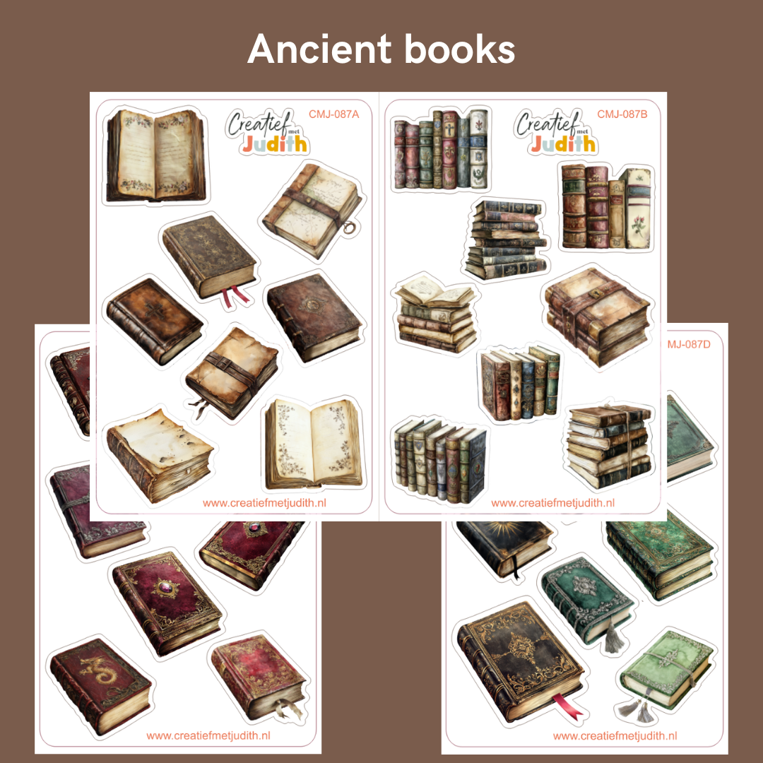Ancient books stickervellen