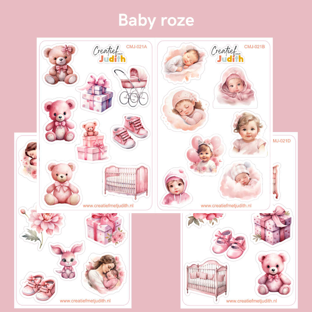 Baby roze stickervellen
