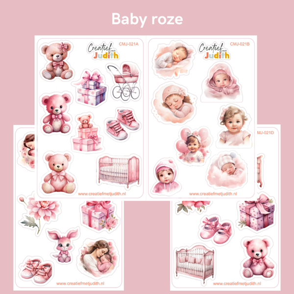 Baby roze stickervellen