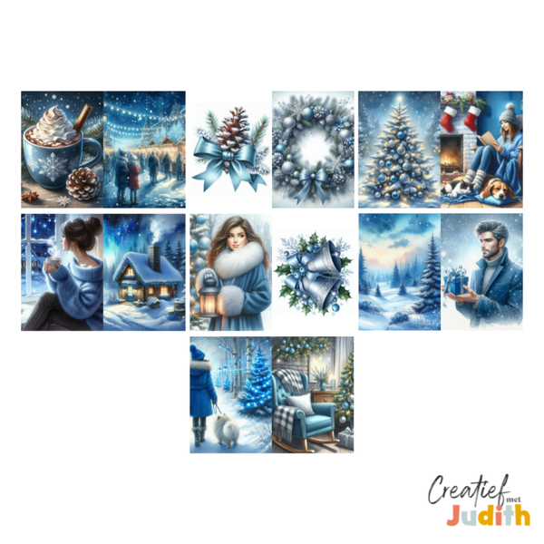 7 vellen Blue christmas papier