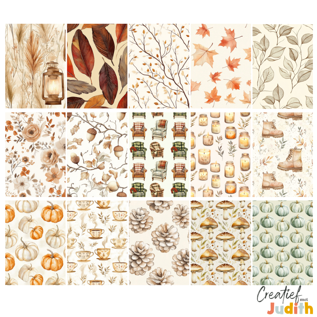 15 vellen A5 Boho herfst patroon papier