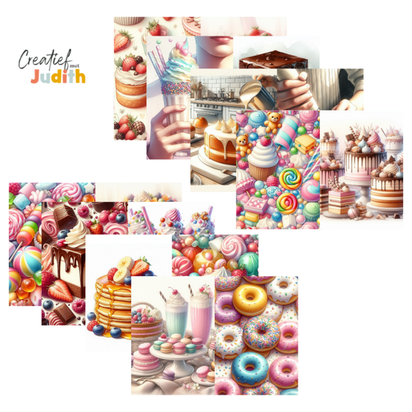 15 vellen Cake & Sweets papier A4/A5