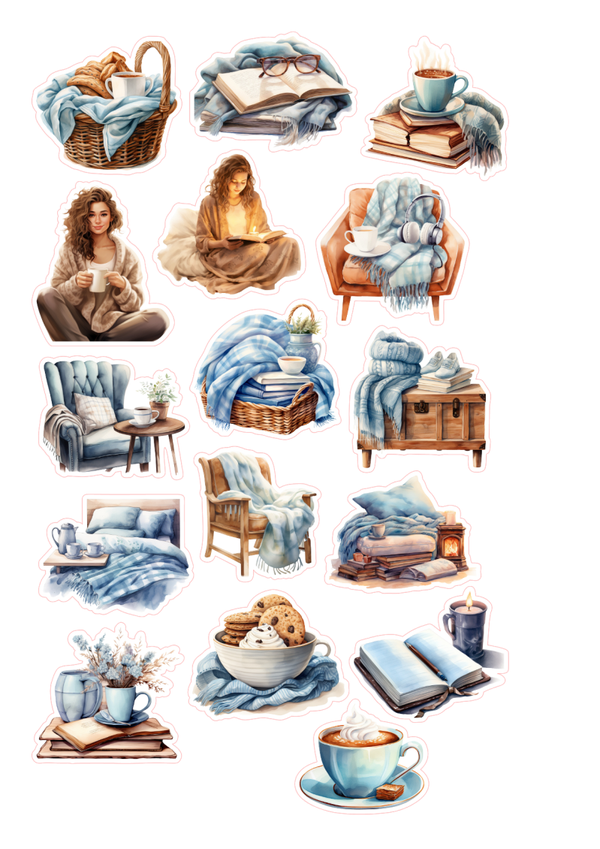 16st Cozy night stickers