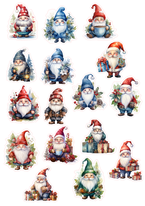 16st Christmas gnomes stickers