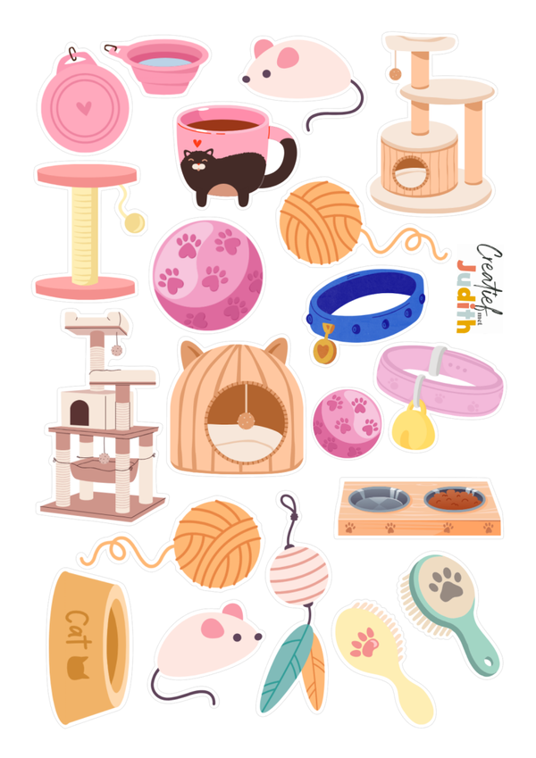 Katten accesoires stickervel