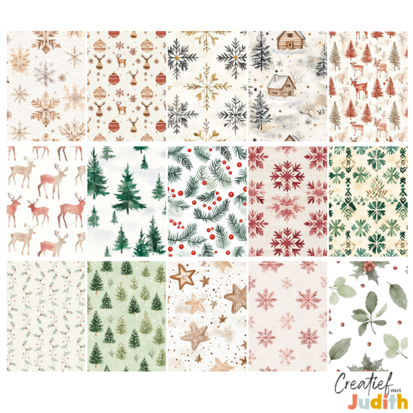 15 vellen A5 Kerst patroon papier
