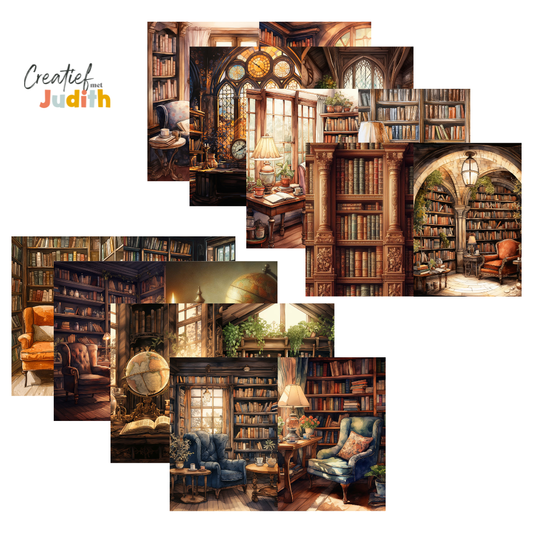 15 vellen Library papier