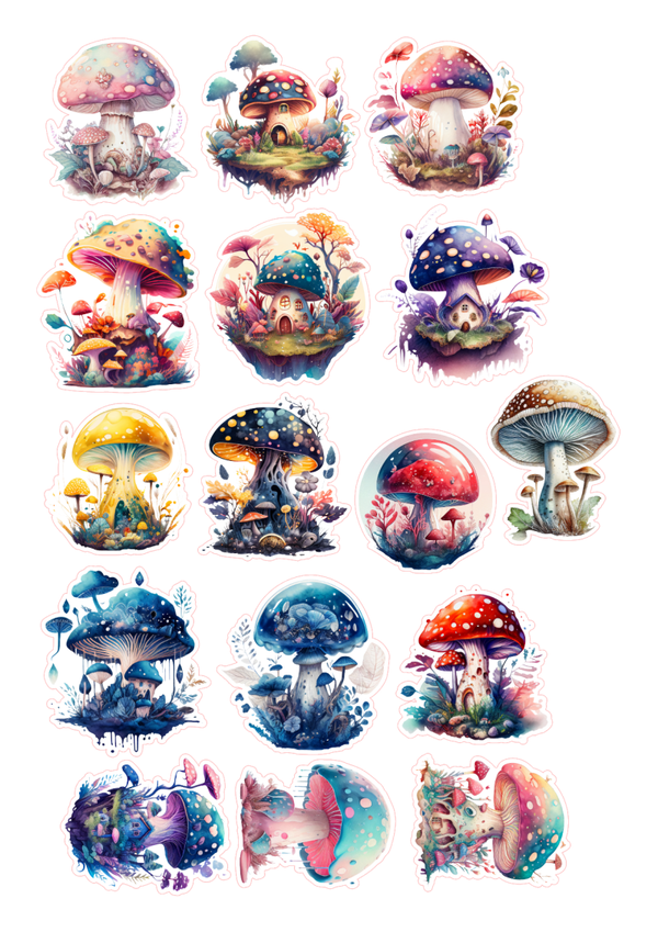 16st Magical mushroom stickers