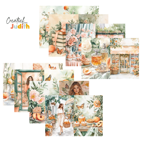 15 vellen Peach & cream papier A4/A5