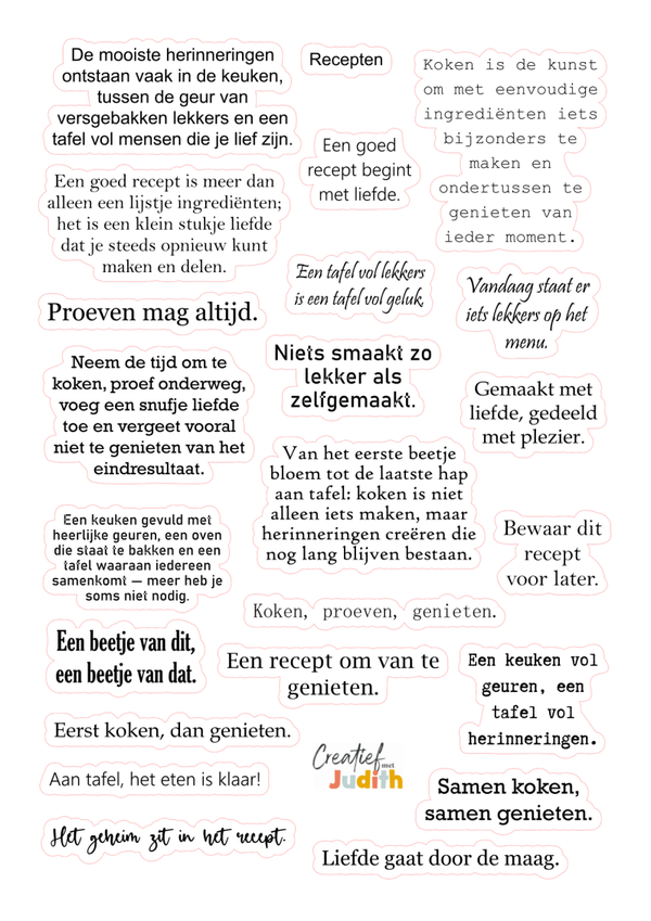 Recepten Quote stickervel