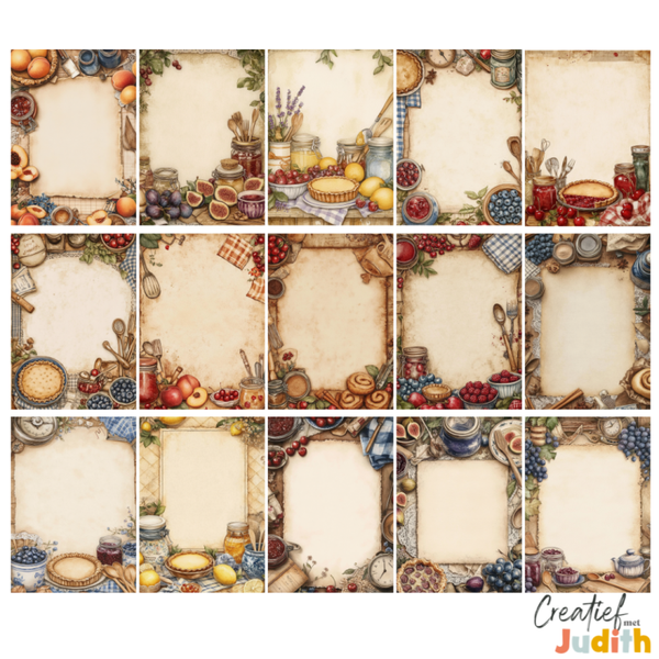 15 vellen A5 Recepten patroon papier