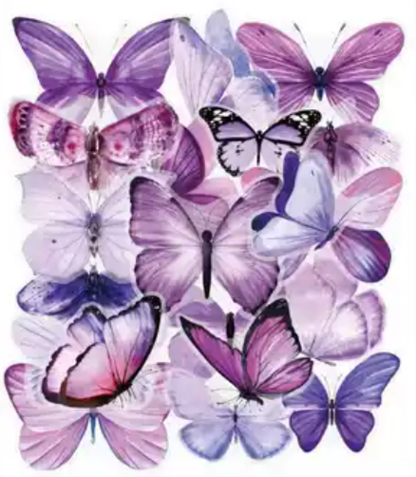 Transparante paarse vlinder stickers 40st