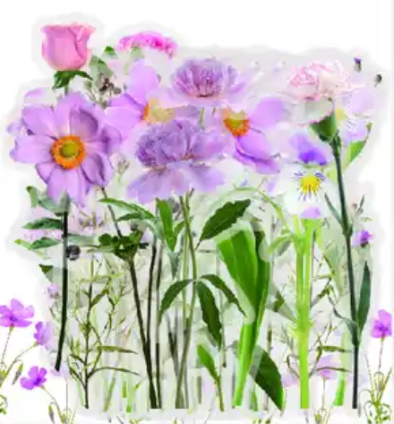 Transparante stickers Bloemen roze 40st