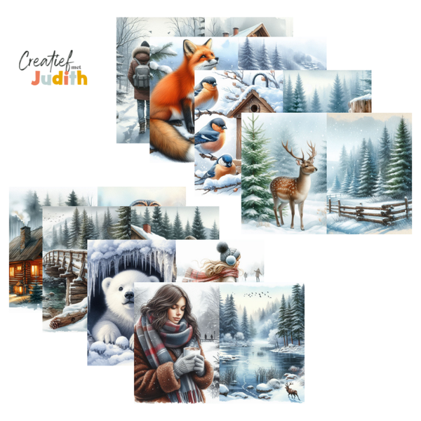 15 vellen snowy winter papier
