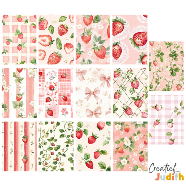 14 vellen A5 Aardbei patroon papier