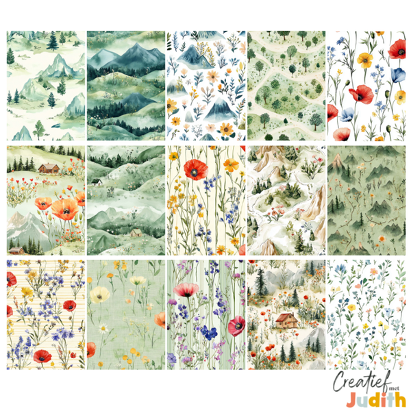 15 vellen A5 Mountain patroon papier