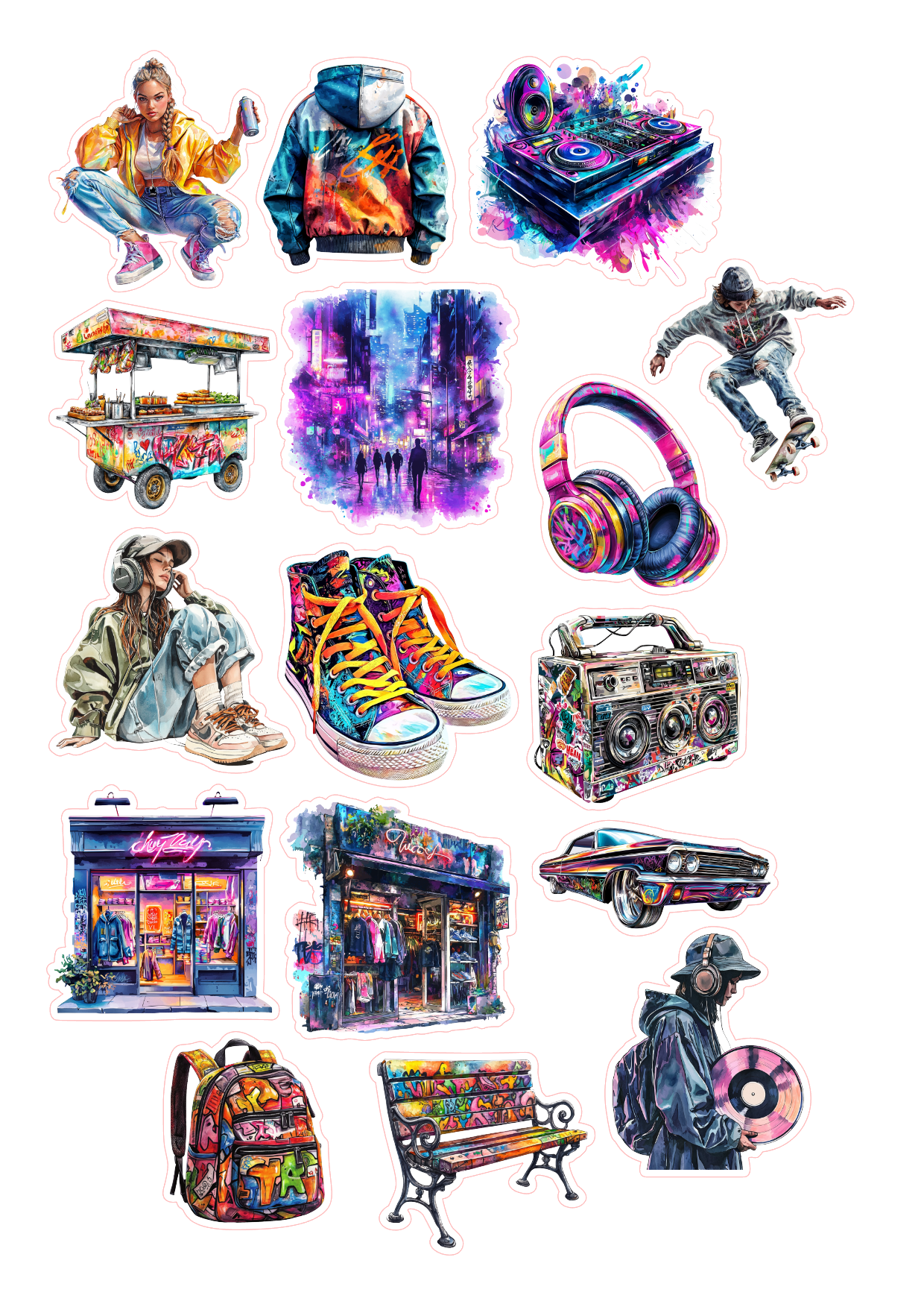 16st Urban street culture stickers