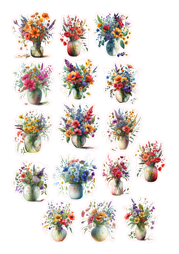 16st vase of flowers stickers