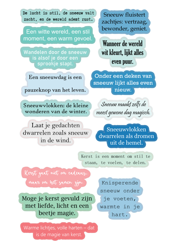 16st Winter/kerst kleur quote stickers