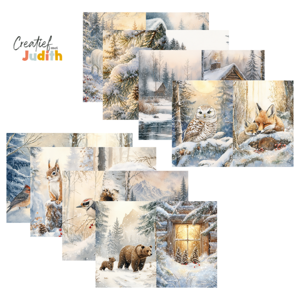 15 vellen Winter wonderland papier A4/A5