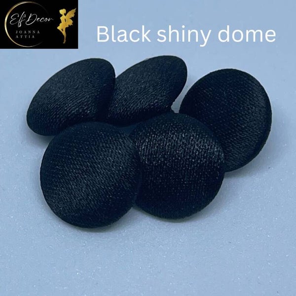 Black shiny matte satin fabric covered buttons Dome Highball Crafts Wedding Dress Tuxedo