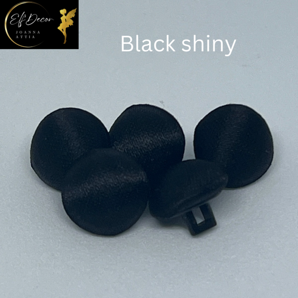 Black shiny matte satin fabric covered buttons Highball Mushroom Crafts Wedding Dress Tuxedo