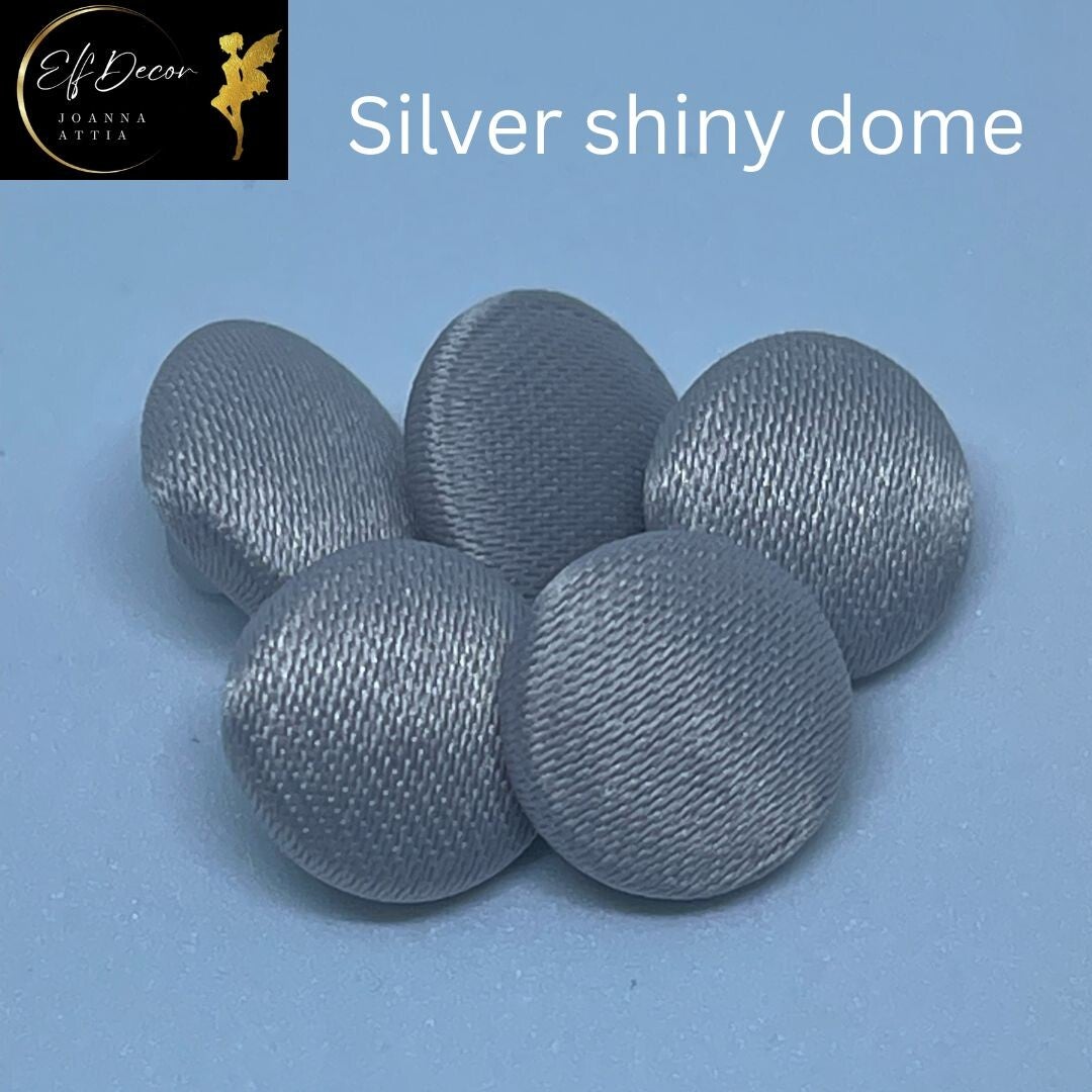 Silver satin covered buttons