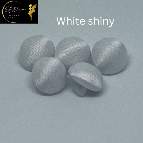 White shiny matte satin fabric covered buttons Highball Mushroom Crafts Wedding Dress Tuxedo