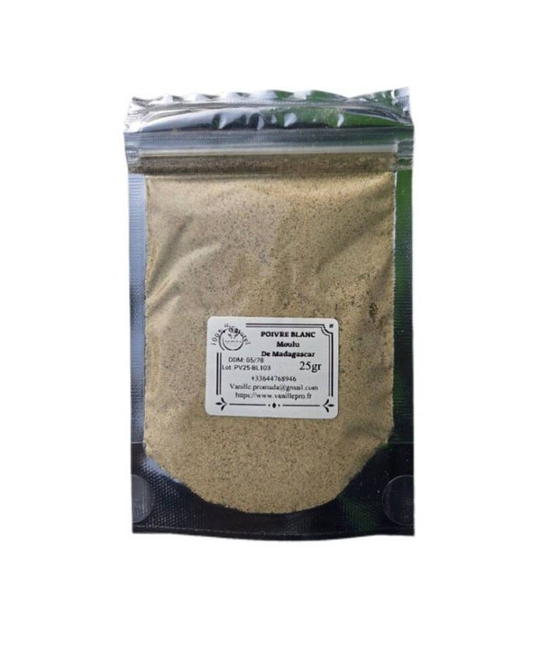 Poivre blanc moulue de Madagascar 25g
