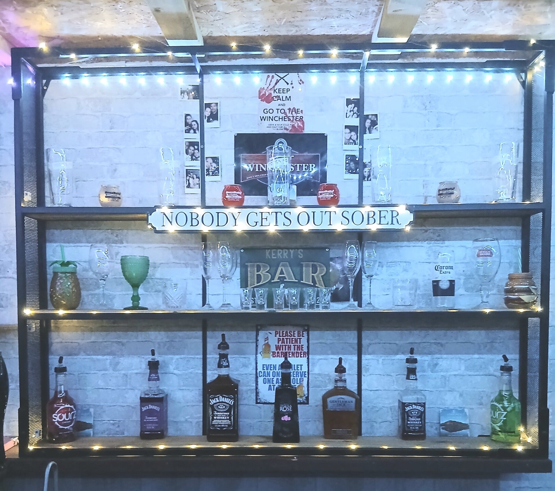 Wall Mounted Bar Display Unit. Dimensions 1600 x 170 x 1200 mm H.