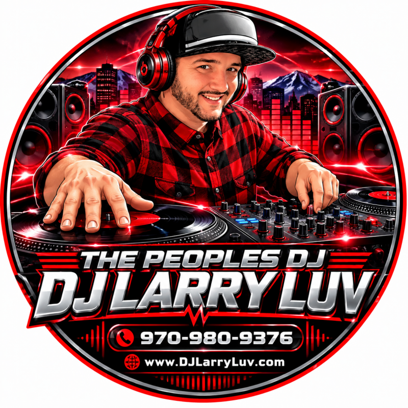 The Peoples DJ — DJ Larry Luv in red and black with turntables